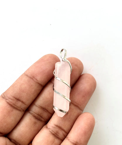 Rose Quartz Crystal Point Pendant