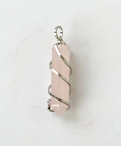 Rose Quartz Crystal Point Pendant