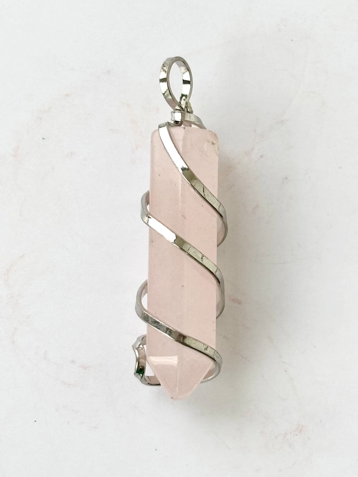 Rose Quartz Crystal Point Pendant