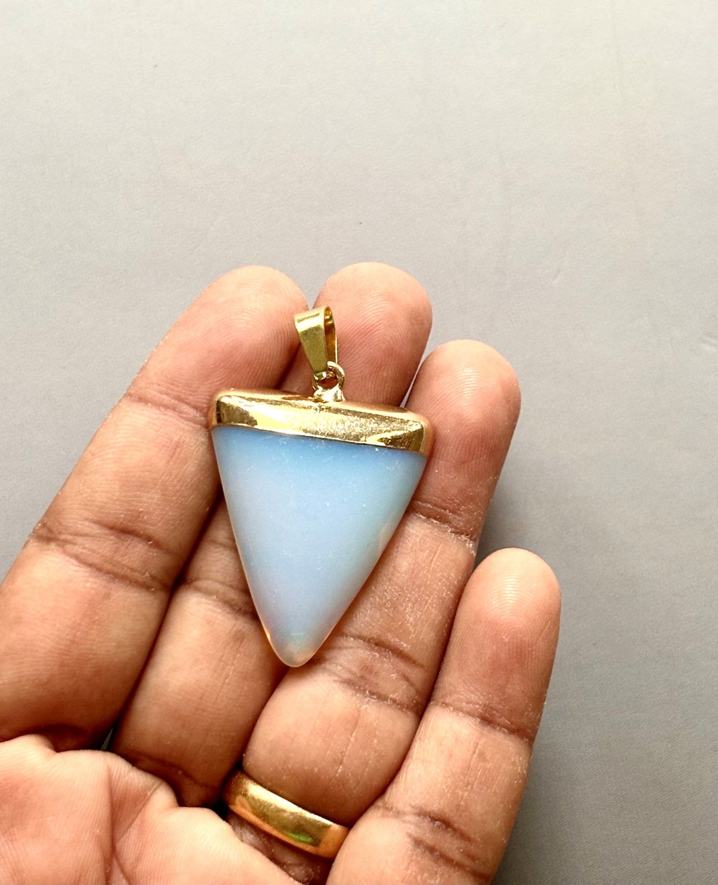 White Opal Triangle Pendant