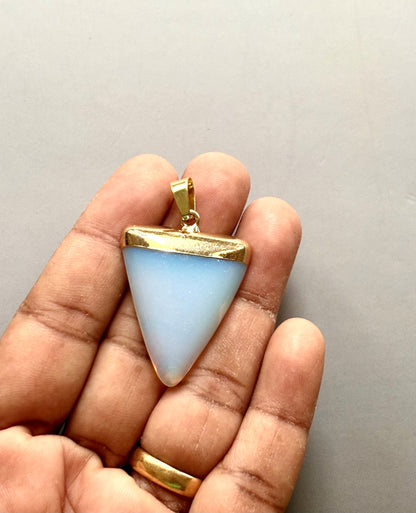 White Opal Triangle Pendant