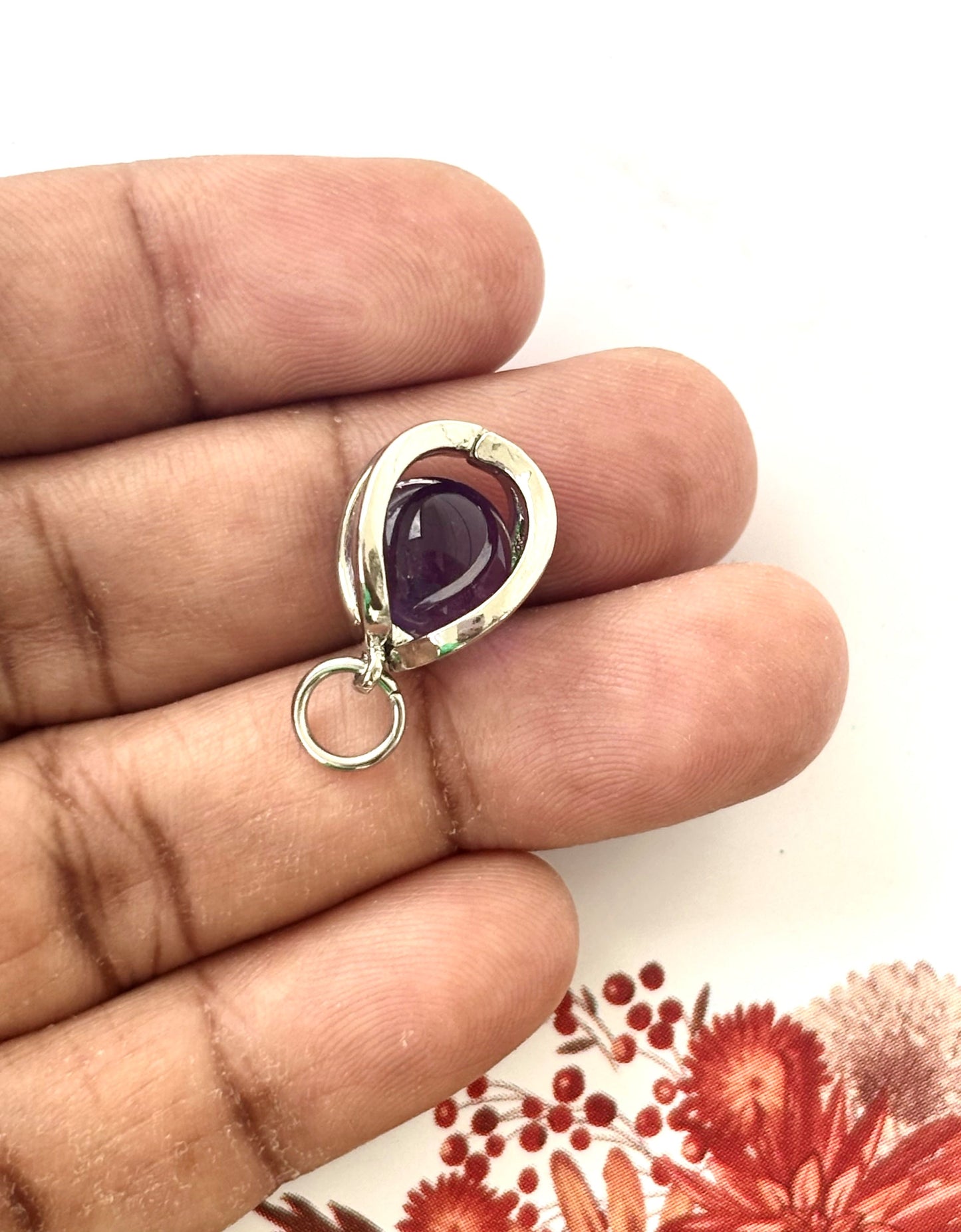 Tiny Deep Purple Amethyst Teardrop Pendant