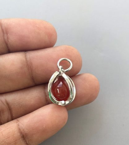Tiny Carnelian Teardrop Pendant