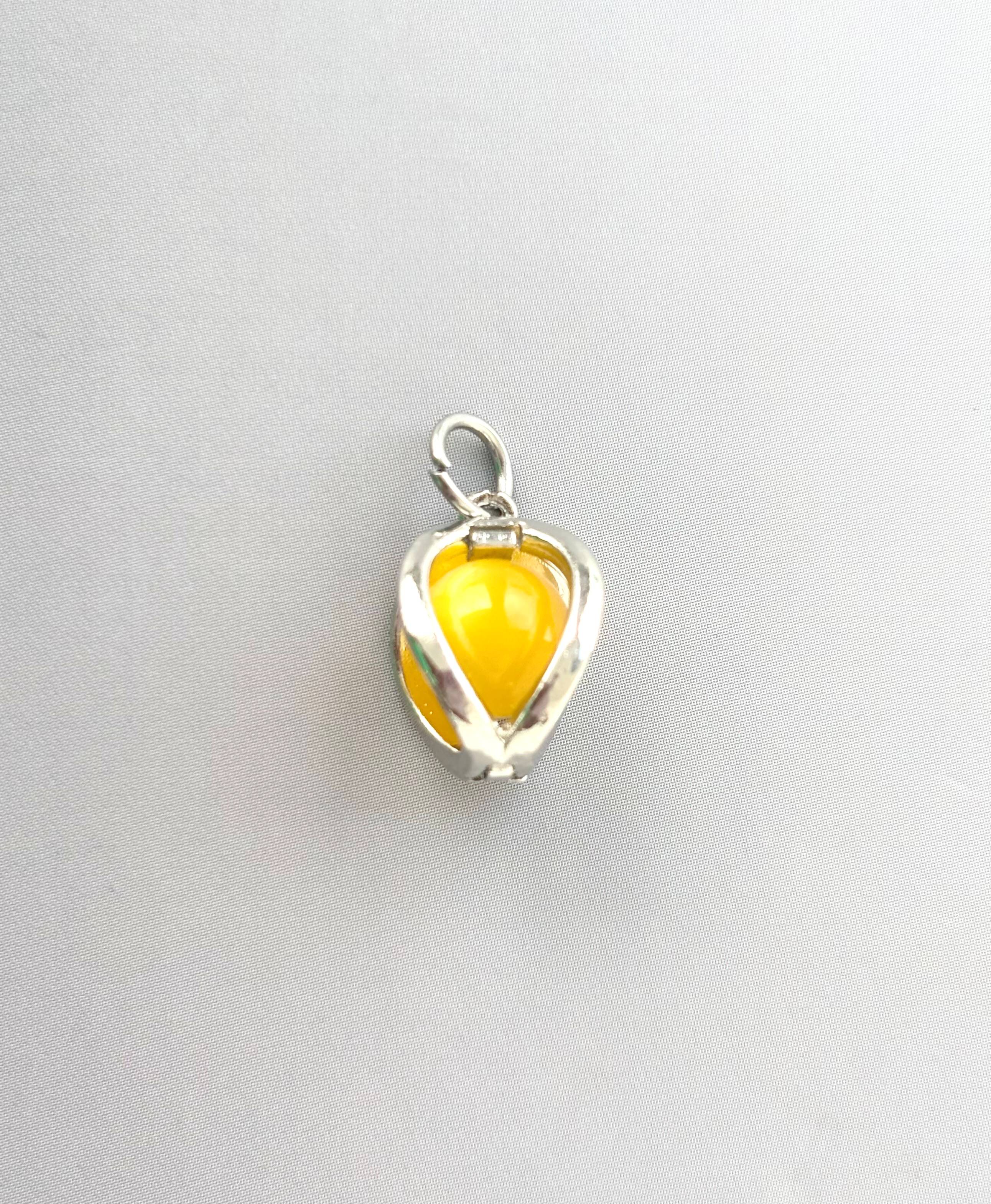 Tiny Yellow Jade Teardrop Pendant