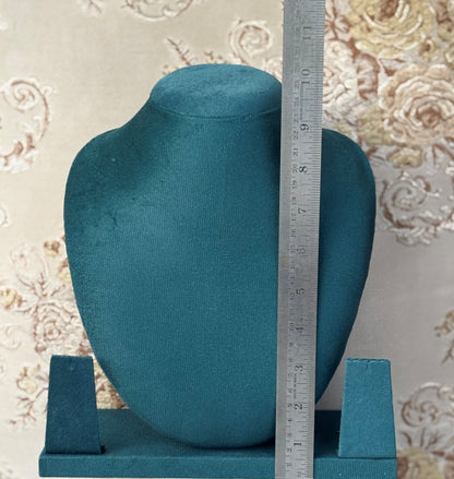 Teal Velvet Jewelry Display Mannequin with Earring Stands
