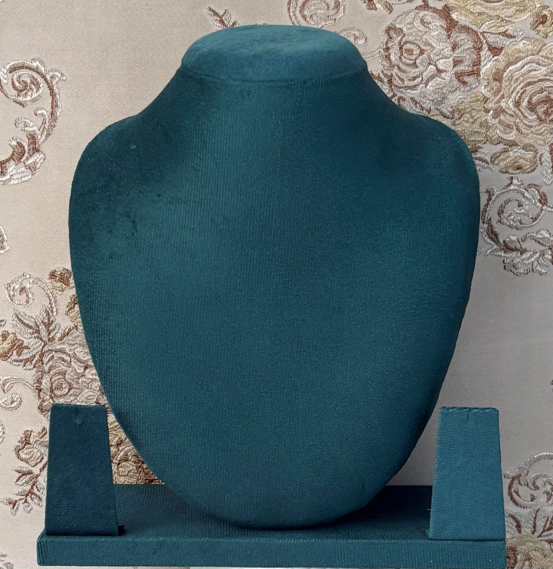 Teal Velvet Jewelry Display Mannequin with Earring Stands