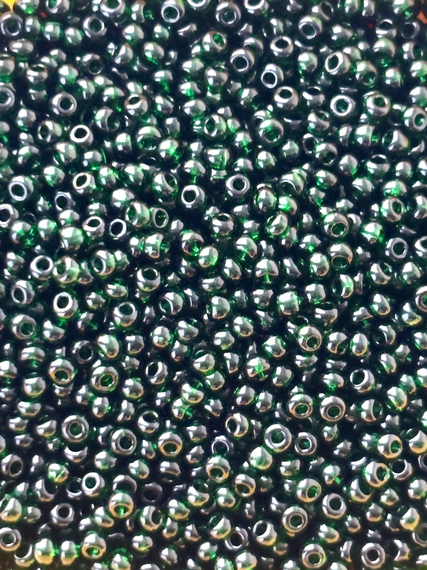 Preciosa Translucent Bottle Green Seed Beads