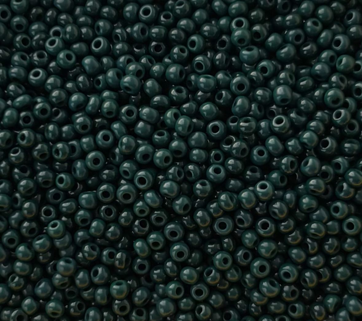 Preciosa Dark Teal Green Opaque Seed Beads
