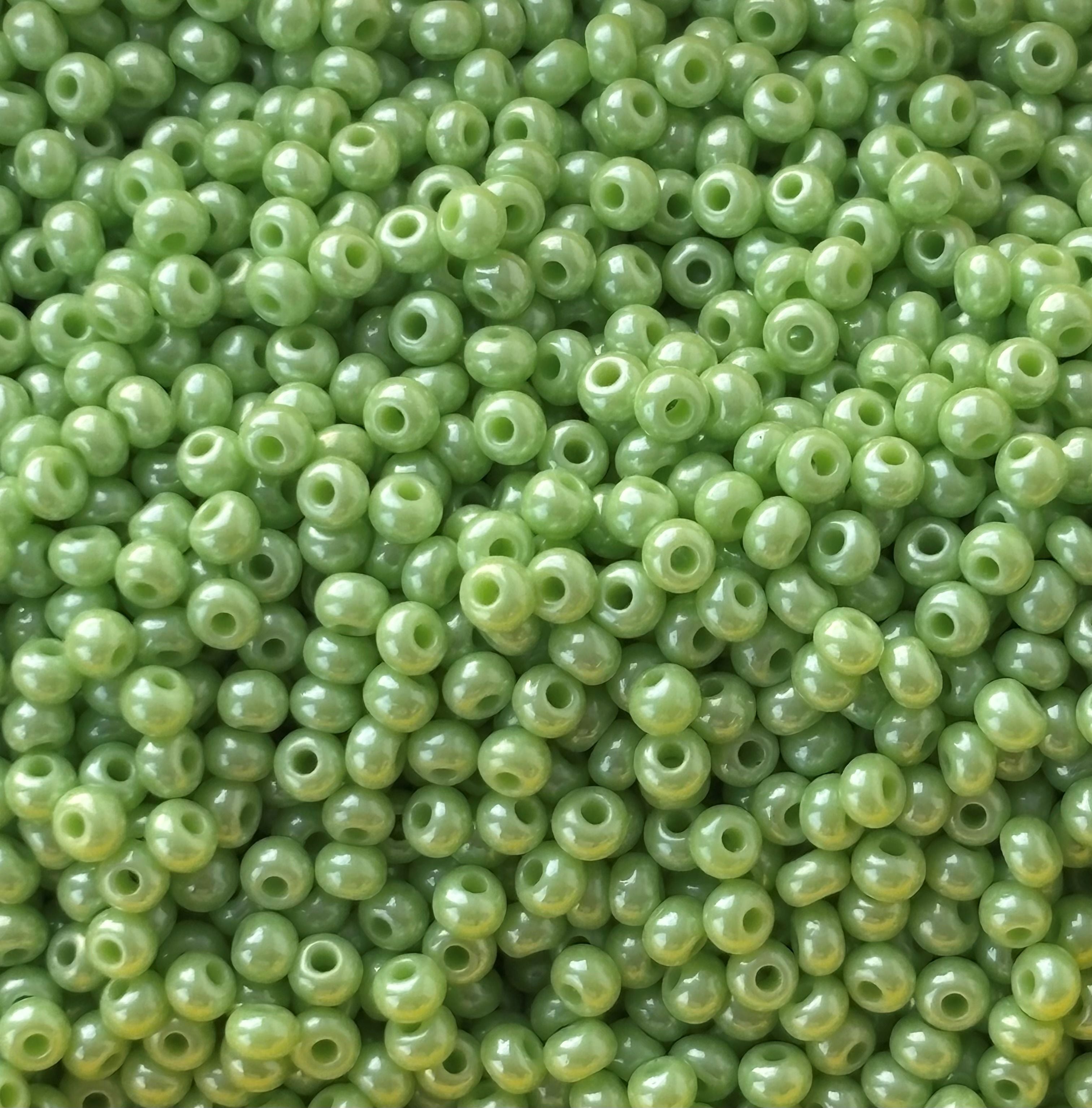 Preciosa Light Green Opaque Seed Beads