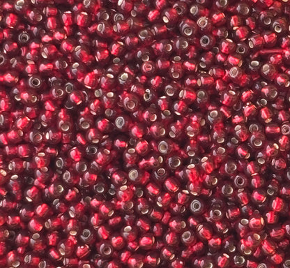 Preciosa Silver Lined Pomegranate Red Seed Beads