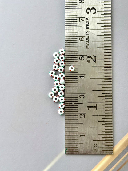 Preciosa White with Red and Green Stripe Seed Beads