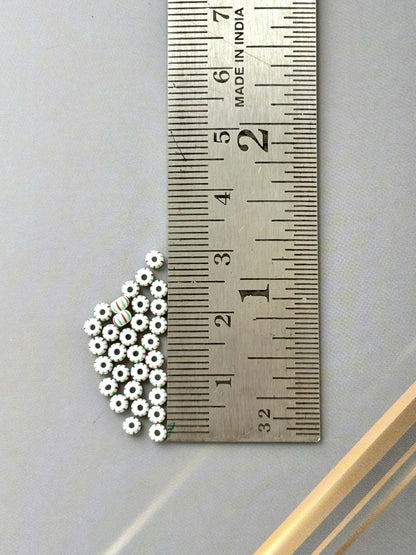 Preciosa White Red and Green Thin Stripe Seed Beads