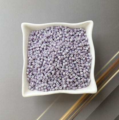 Preciosa White with Blue and Red Stripe Seed Beads