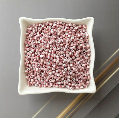 Preciosa White with Red Stripe Seed Beads