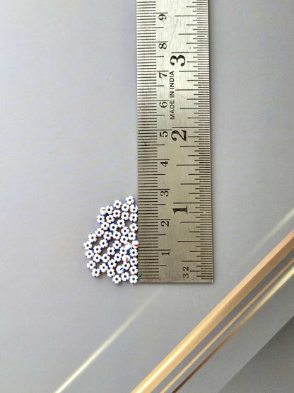 Preciosa White with Blue and Red Thin Stripe Seed Beads