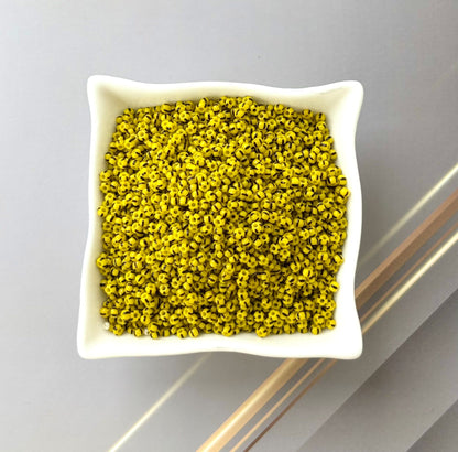 Preciosa Yellow with Brown Thick Stripe Seed Beads