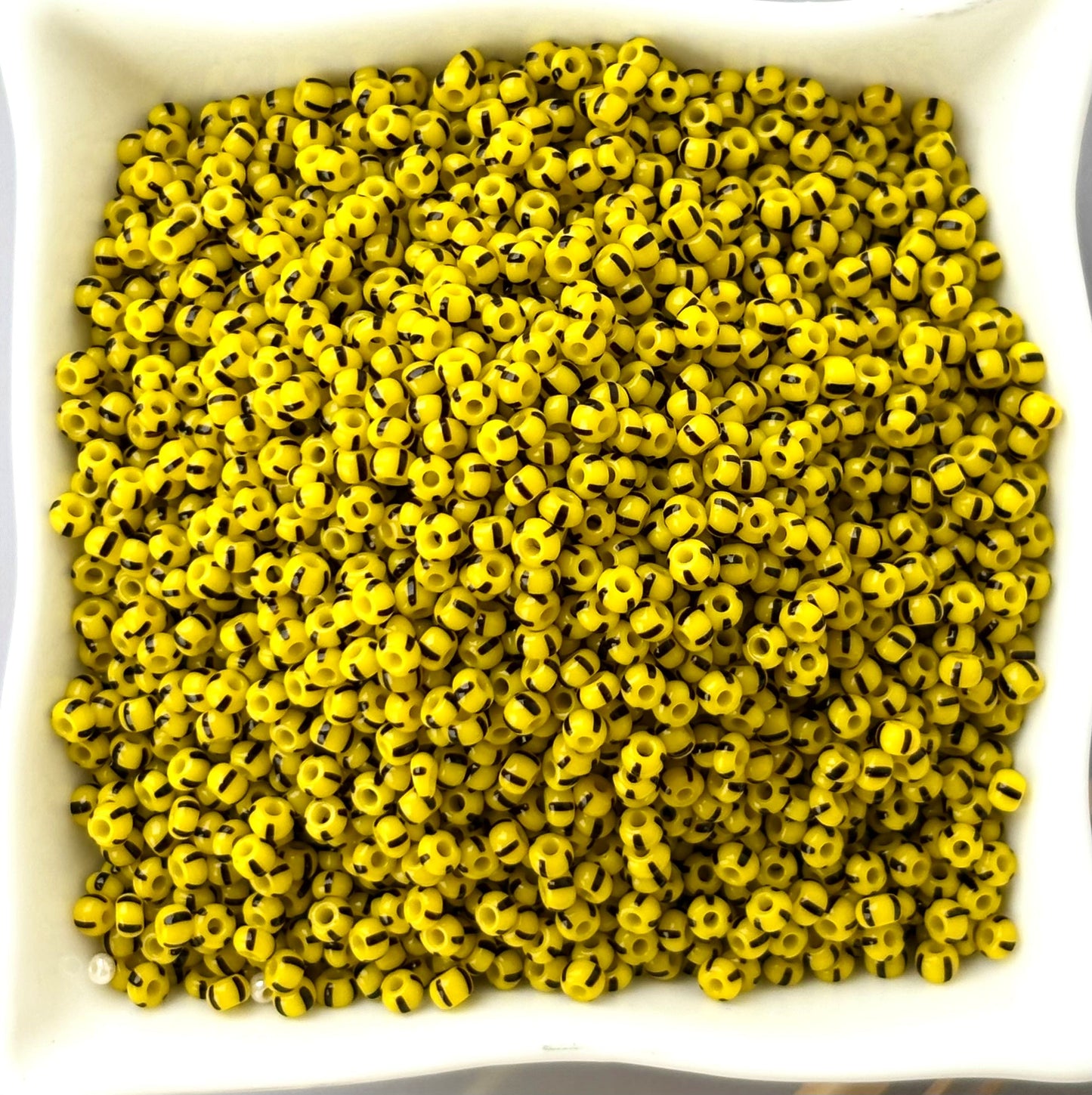 Preciosa Yellow with Brown Thick Stripe Seed Beads