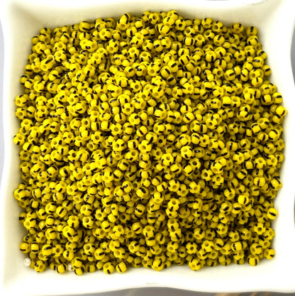 Preciosa Yellow with Brown Thick Stripe Seed Beads