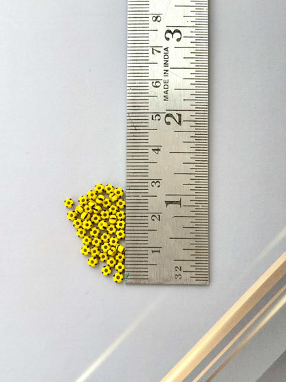 Preciosa Yellow with Brown Thick Stripe Seed Beads