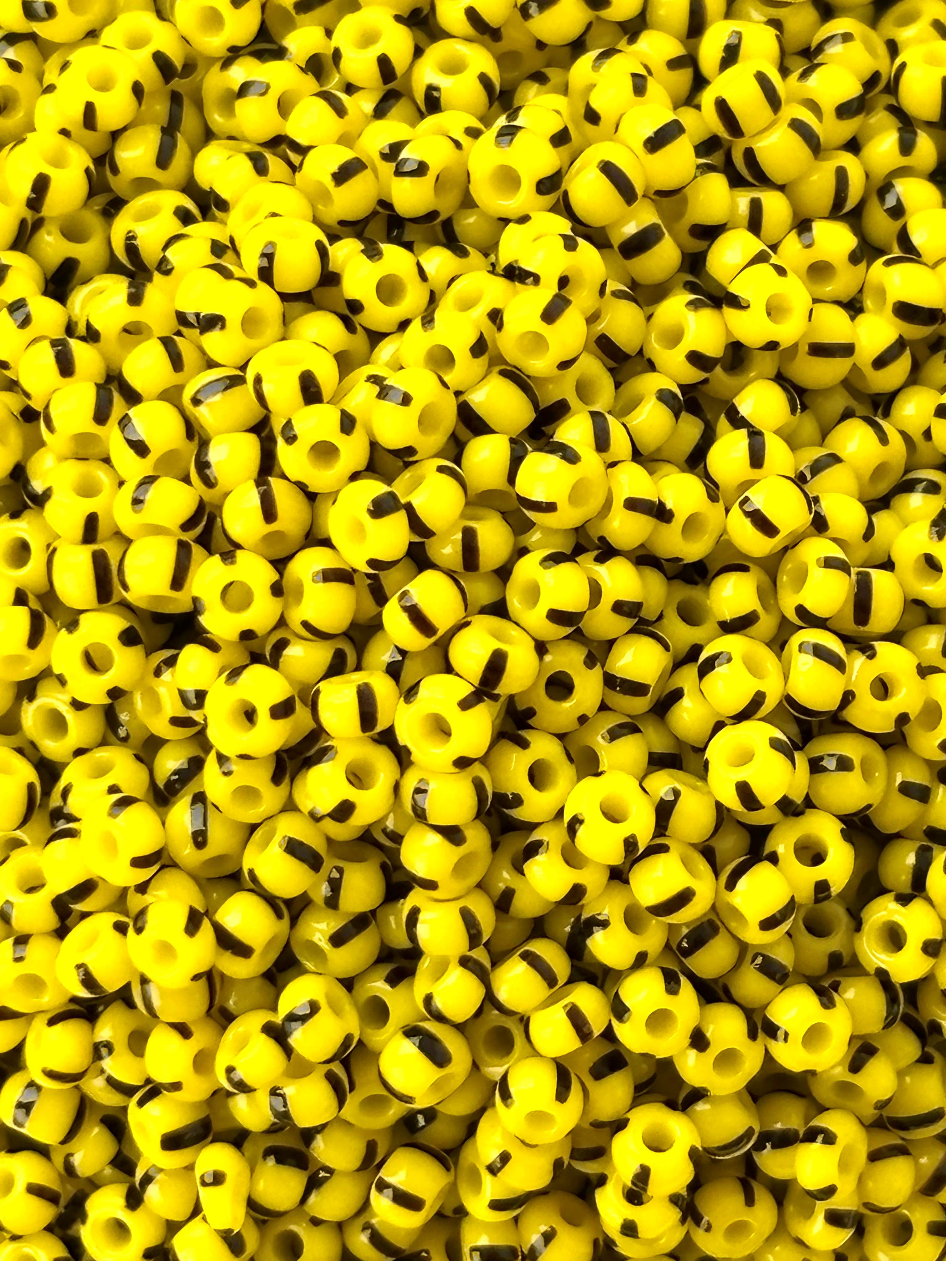 Preciosa Yellow with Brown Thick Stripe Seed Beads