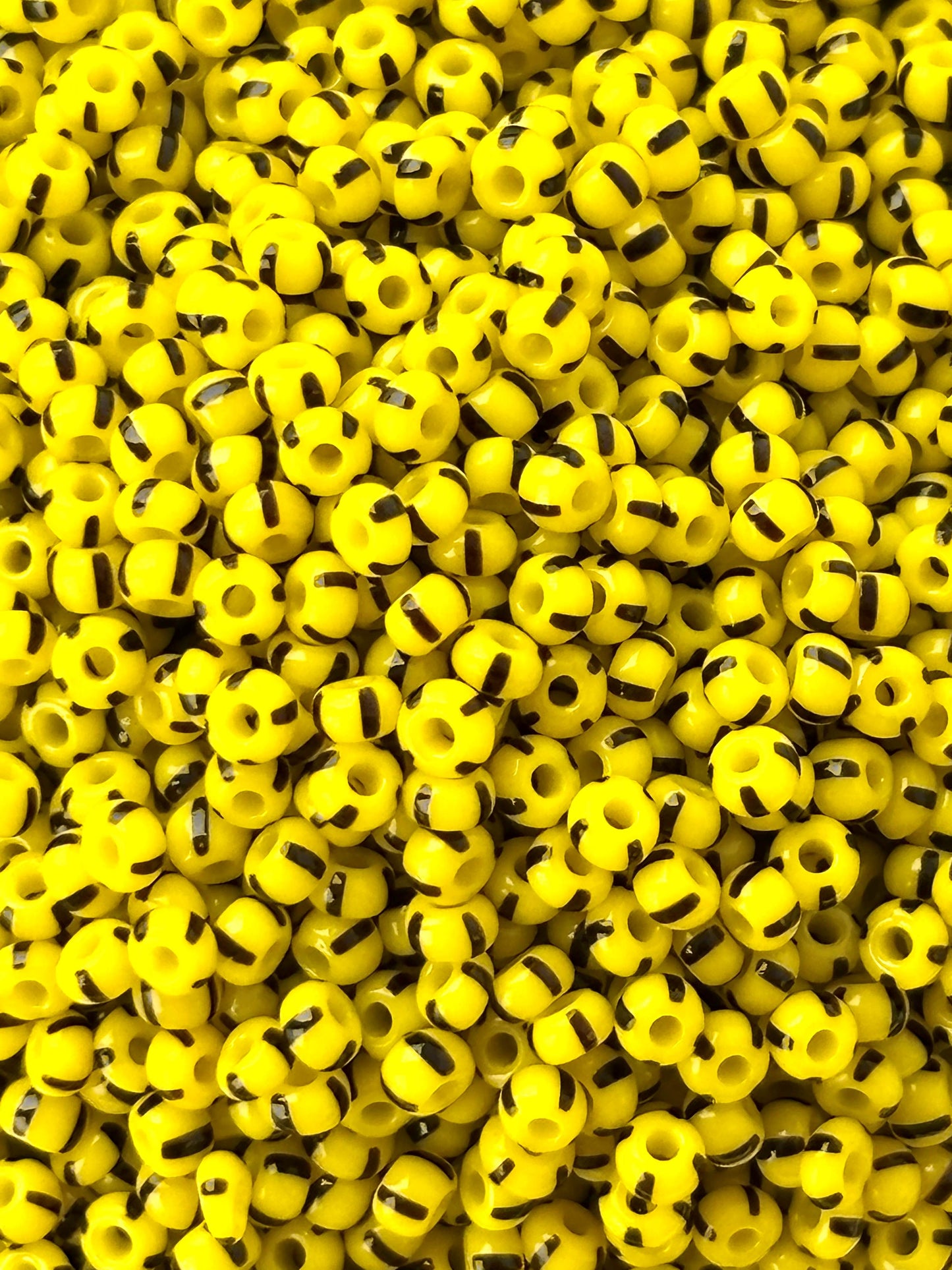 Preciosa Yellow with Brown Thick Stripe Seed Beads