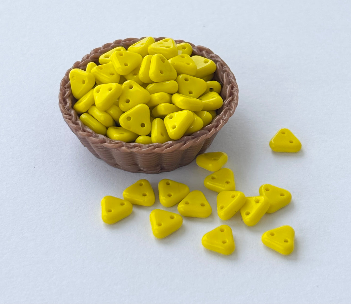 Yellow Two-Hole Triangle Glass Beads