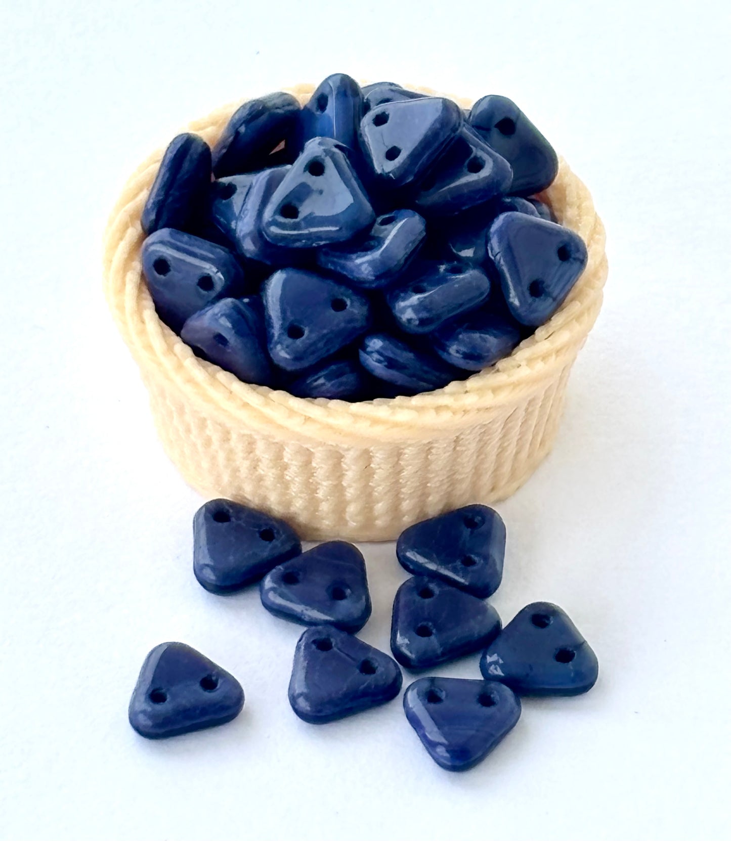 Deep Blue Two-Hole Triangle Glass Beads