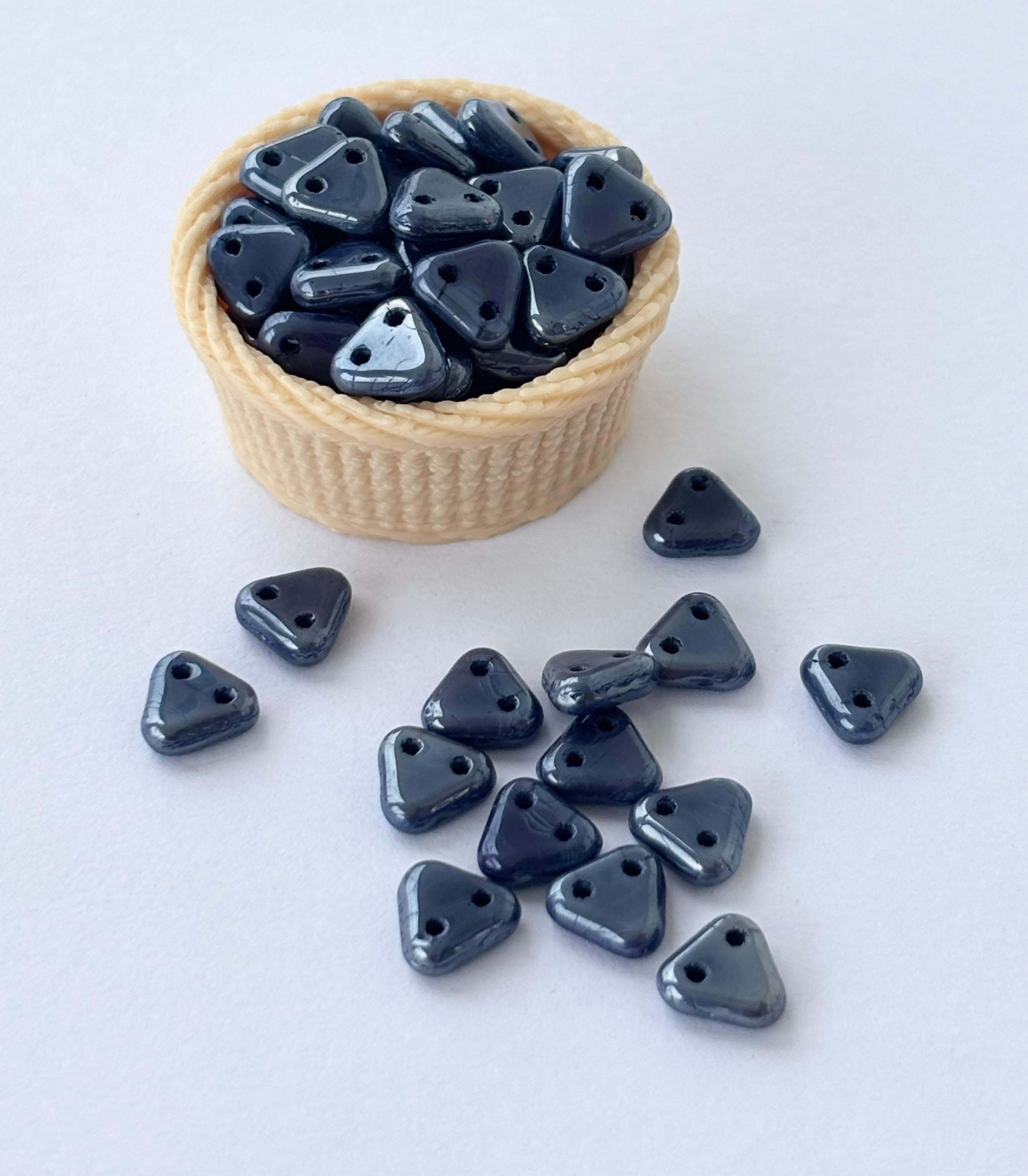 Deep Grey Two-Hole Triangle Glass Beads