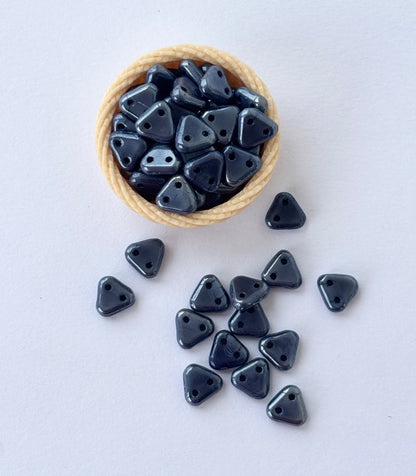 Deep Grey Two-Hole Triangle Glass Beads