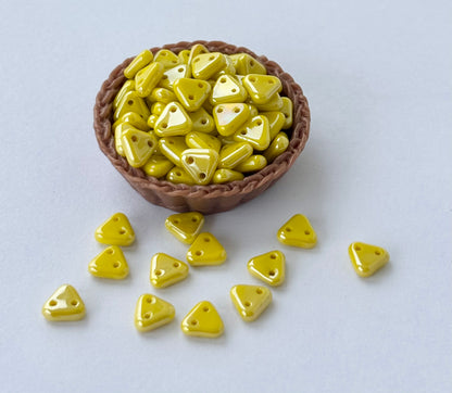 Sunny Yellow Two-Hole Triangle Glass Beads