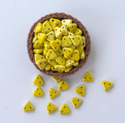 Sunny Yellow Two-Hole Triangle Glass Beads