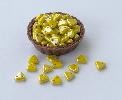 Sunny Yellow Two-Hole Triangle Glass Beads