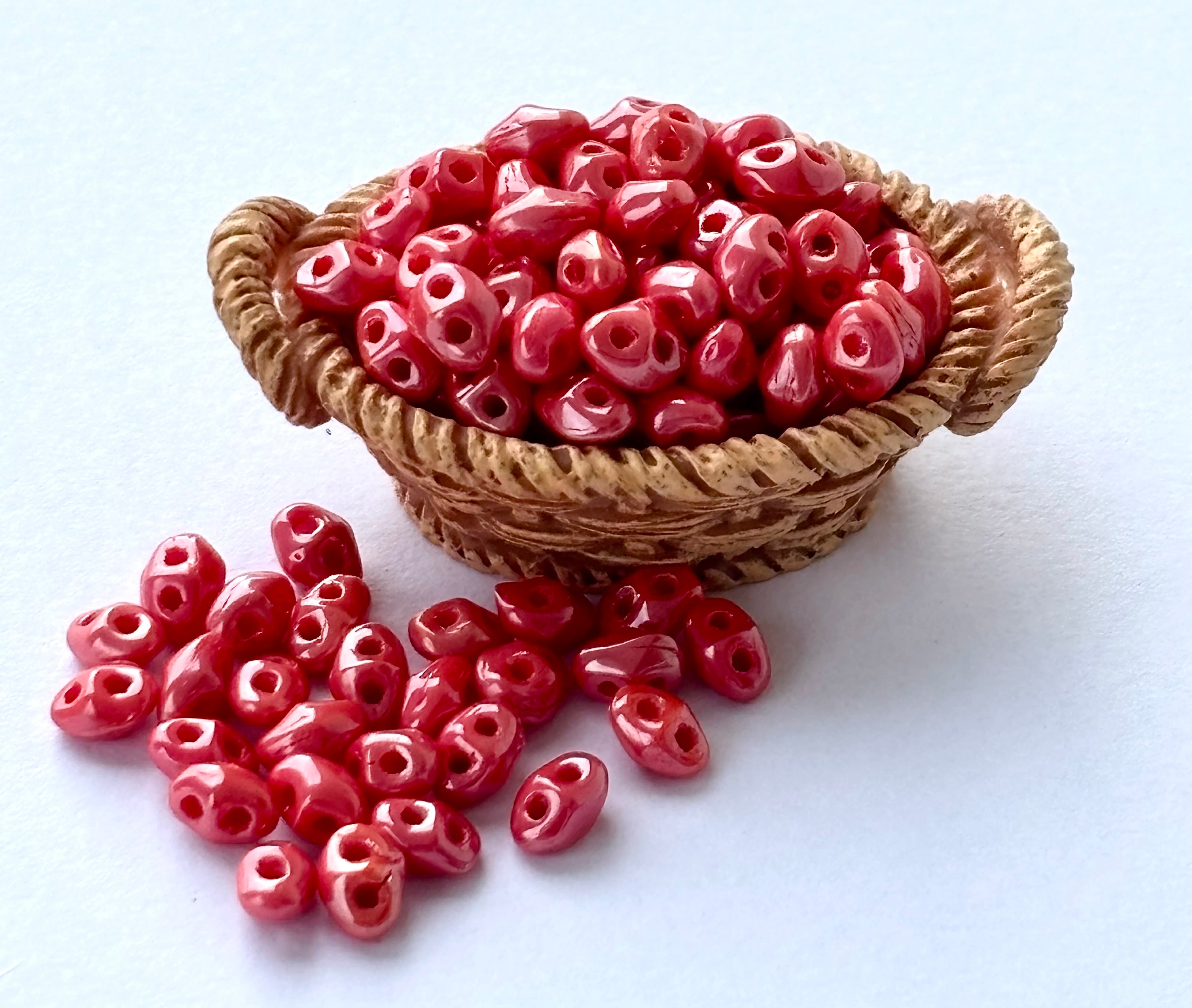 Red SuperDuo Glass Beads