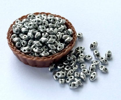 Silver SuperDuo Glass Beads