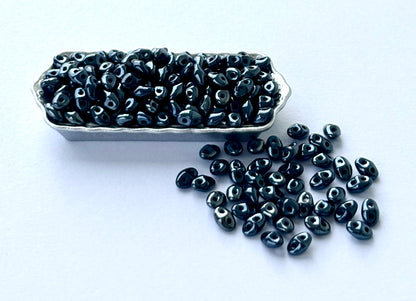 Black SuperDuo Glass Beads