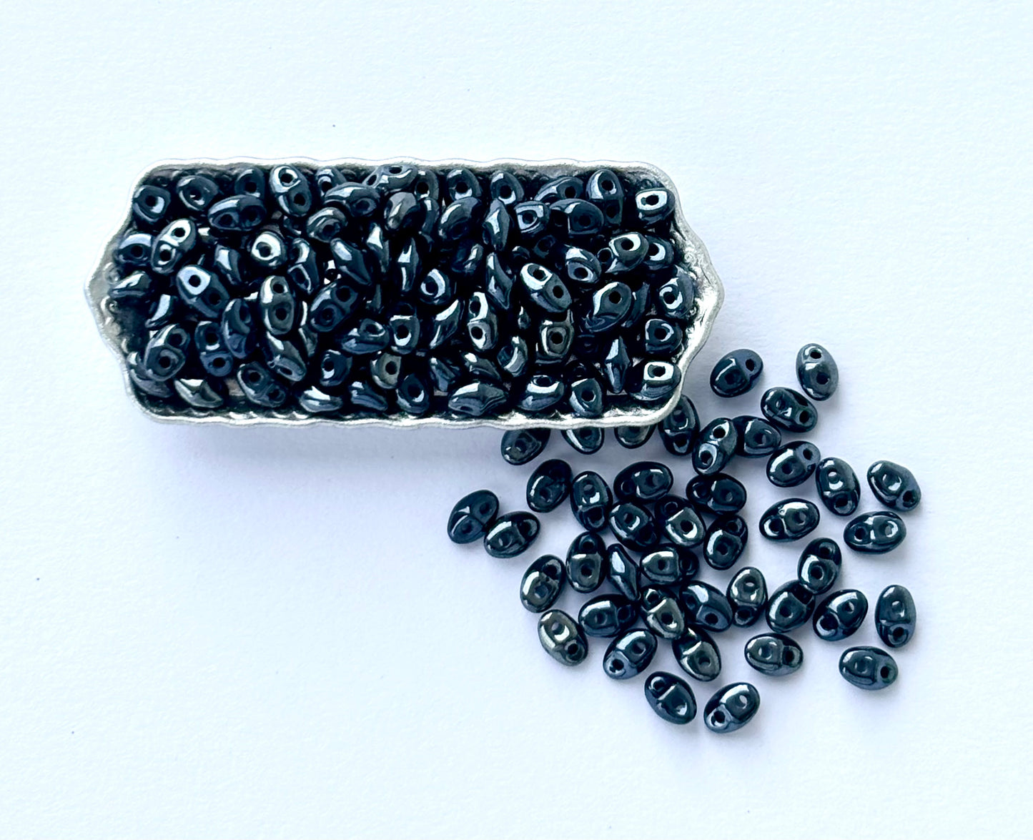Black SuperDuo Glass Beads