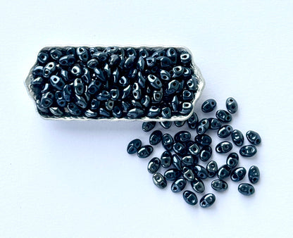 Black SuperDuo Glass Beads
