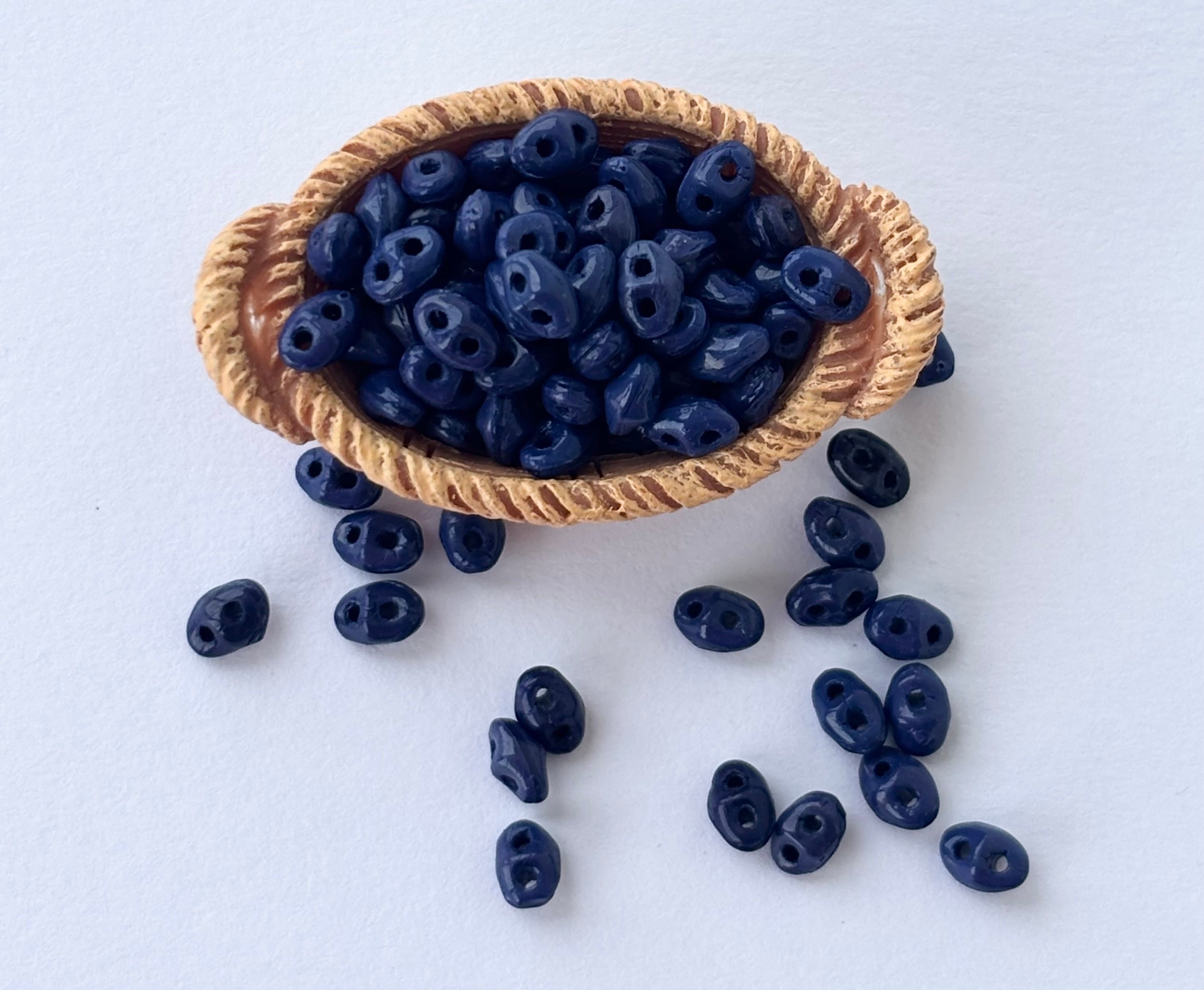 Deep Blue SuperDuo Glass Beads