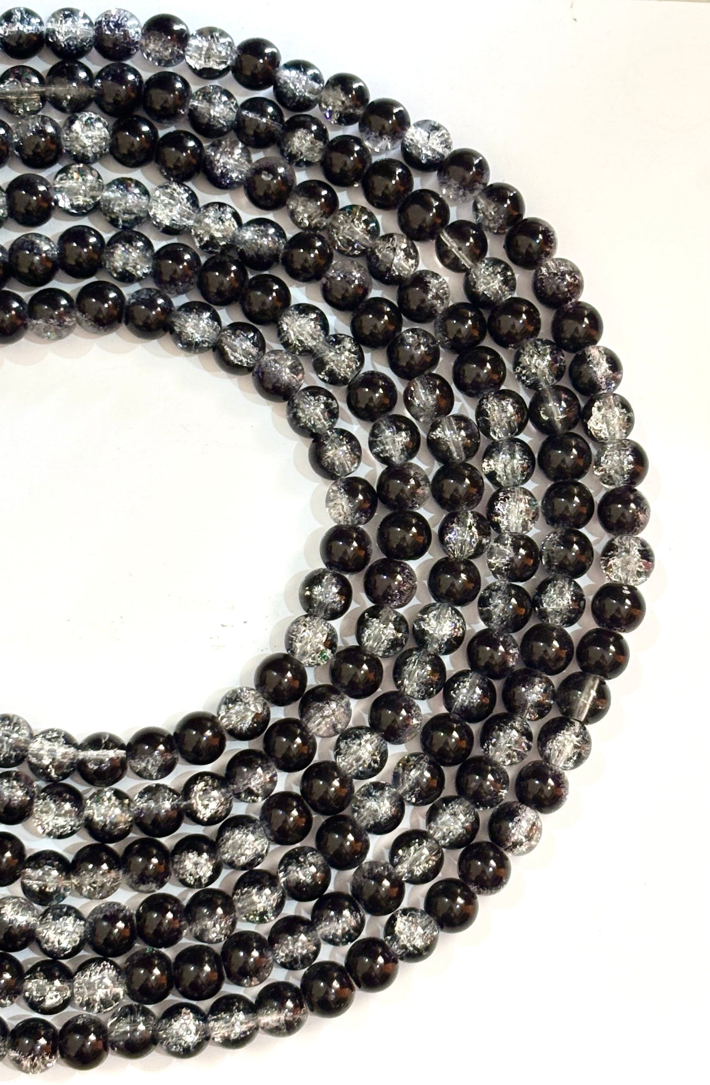 Black and Clear Crackle Beads