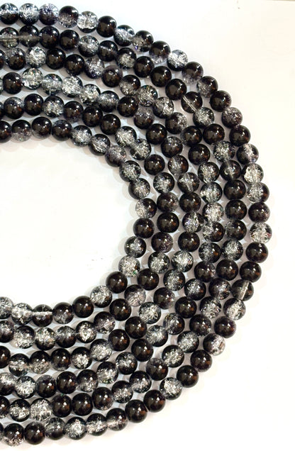 Black and Clear Crackle Beads