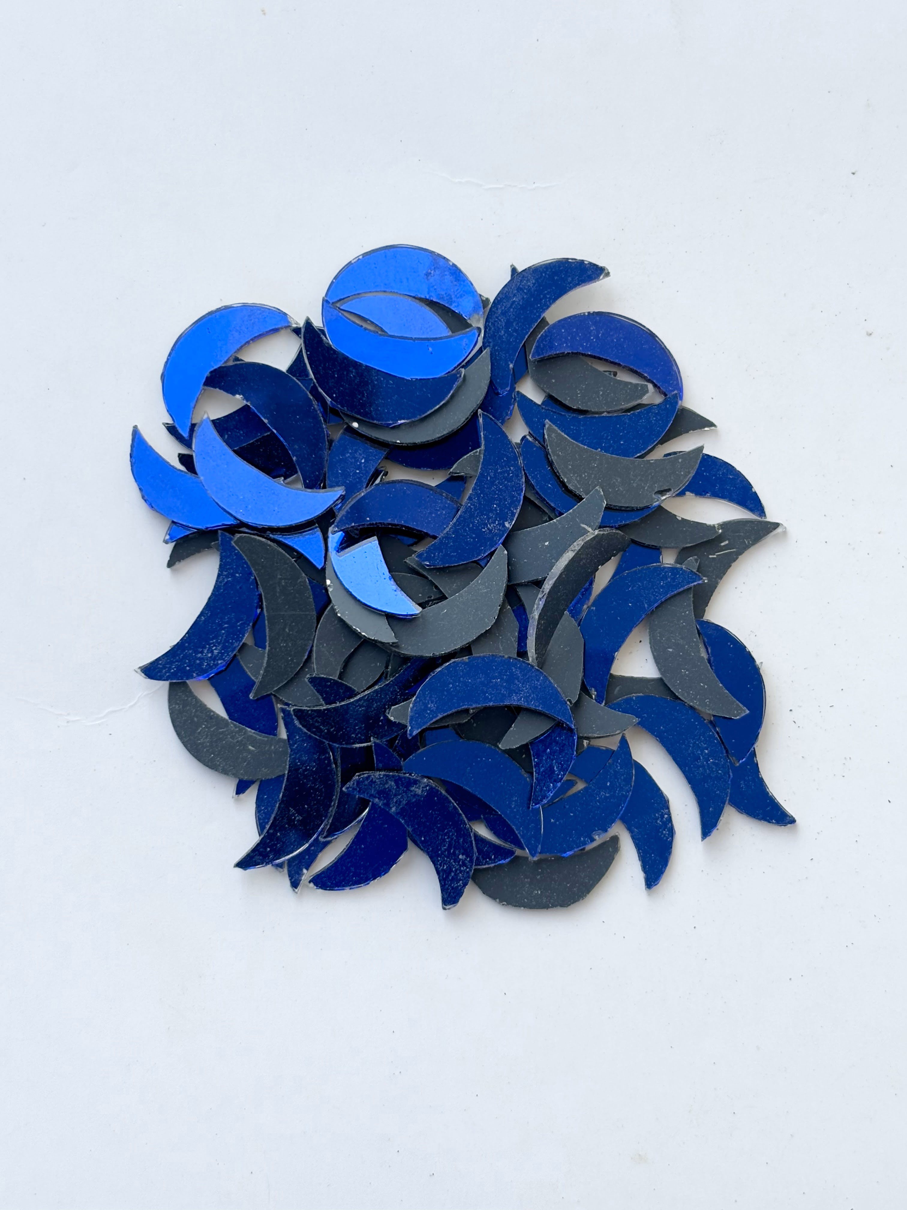 Blue Fancy Shape - Crescent Moon Cut Mirrors