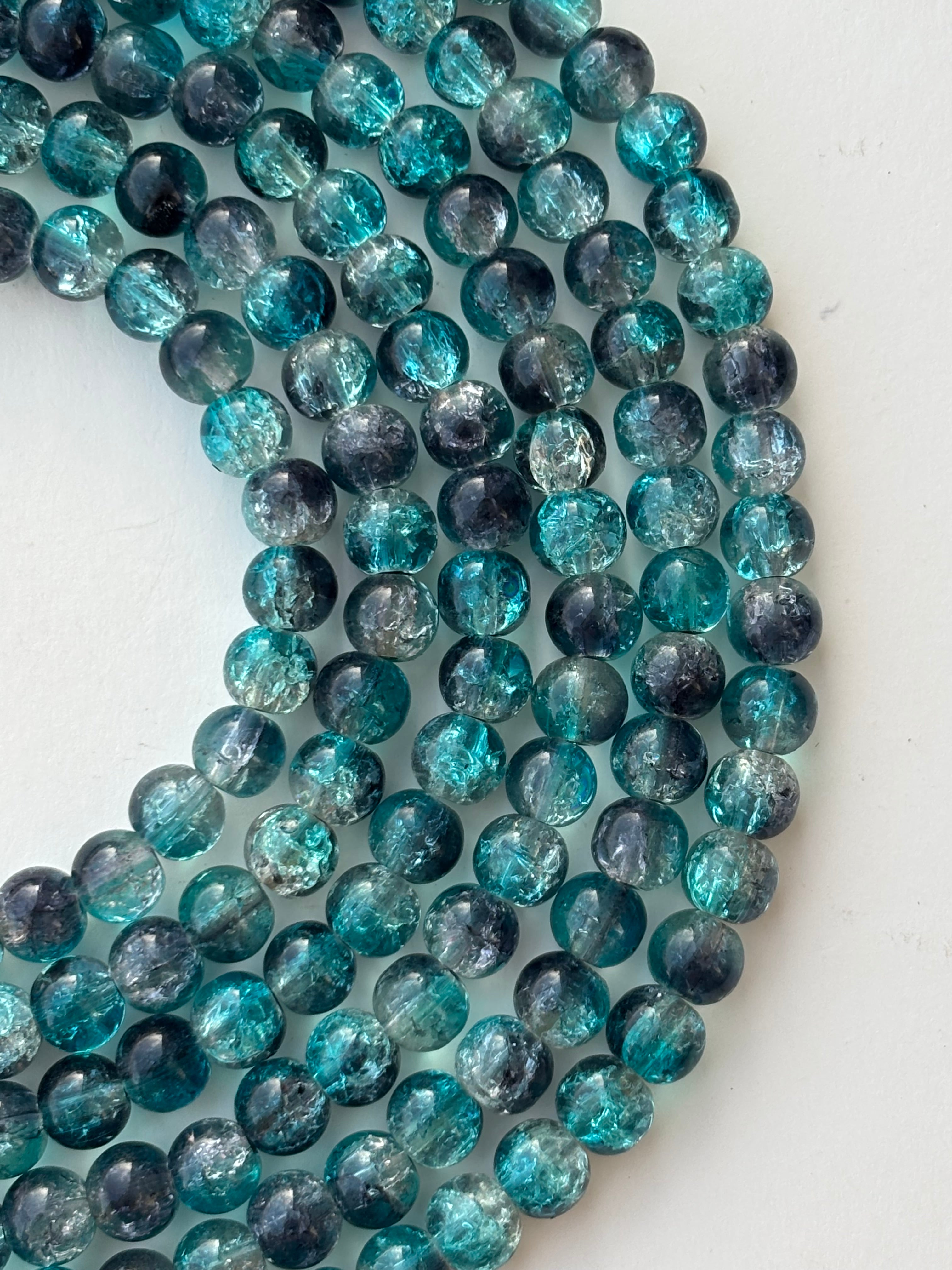 Blue Black Crackle Beads