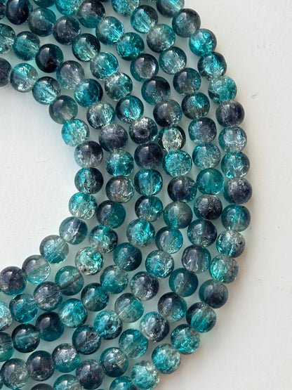 Blue Black Crackle Beads