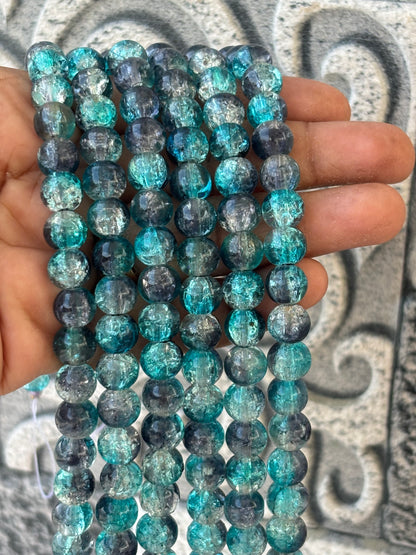 Blue Black Crackle Beads