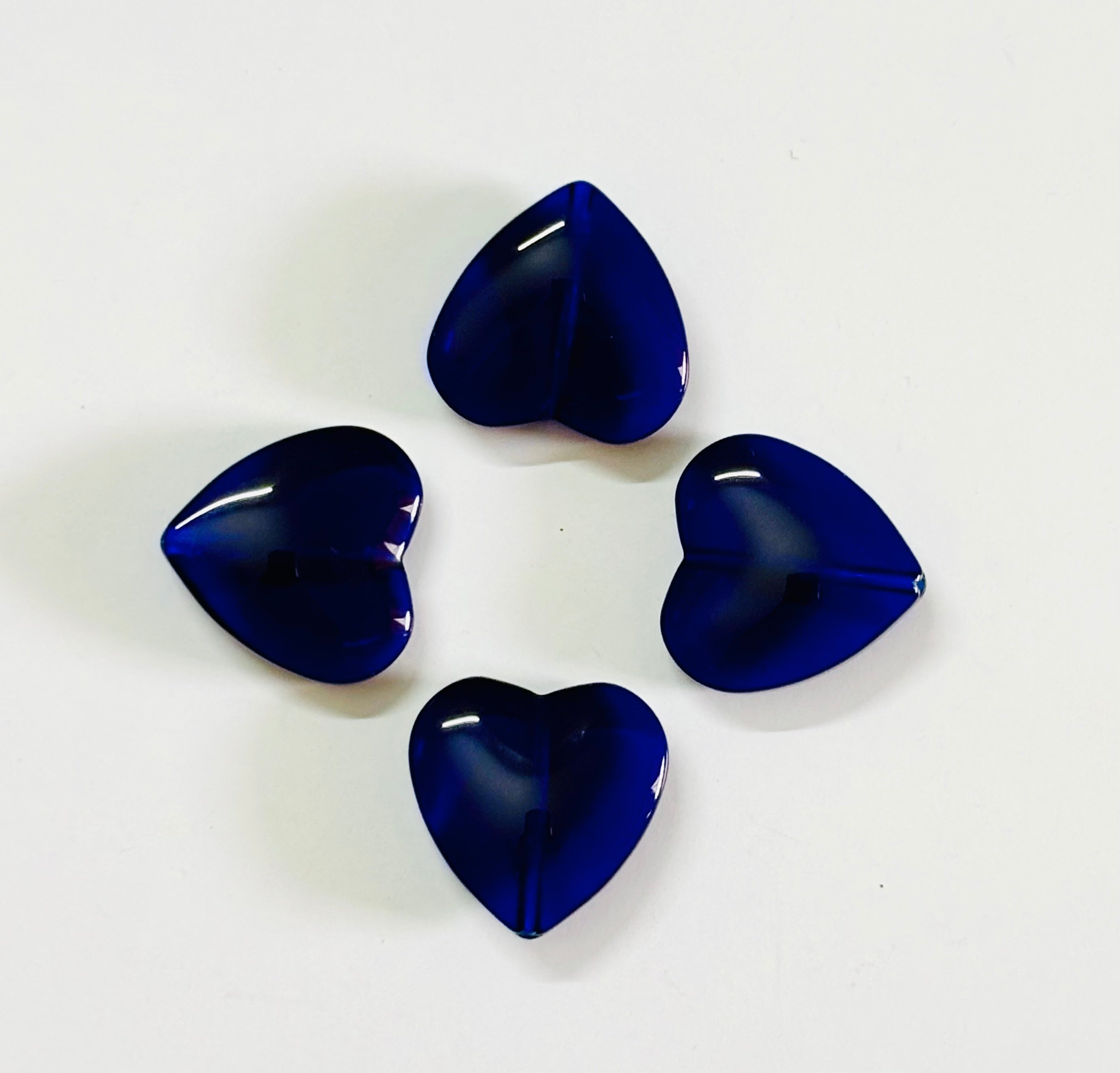 Deep Blue Glass Heart Beads For Jewelry Making