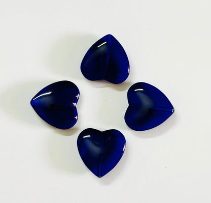 Deep Blue Glass Heart Beads For Jewelry Making