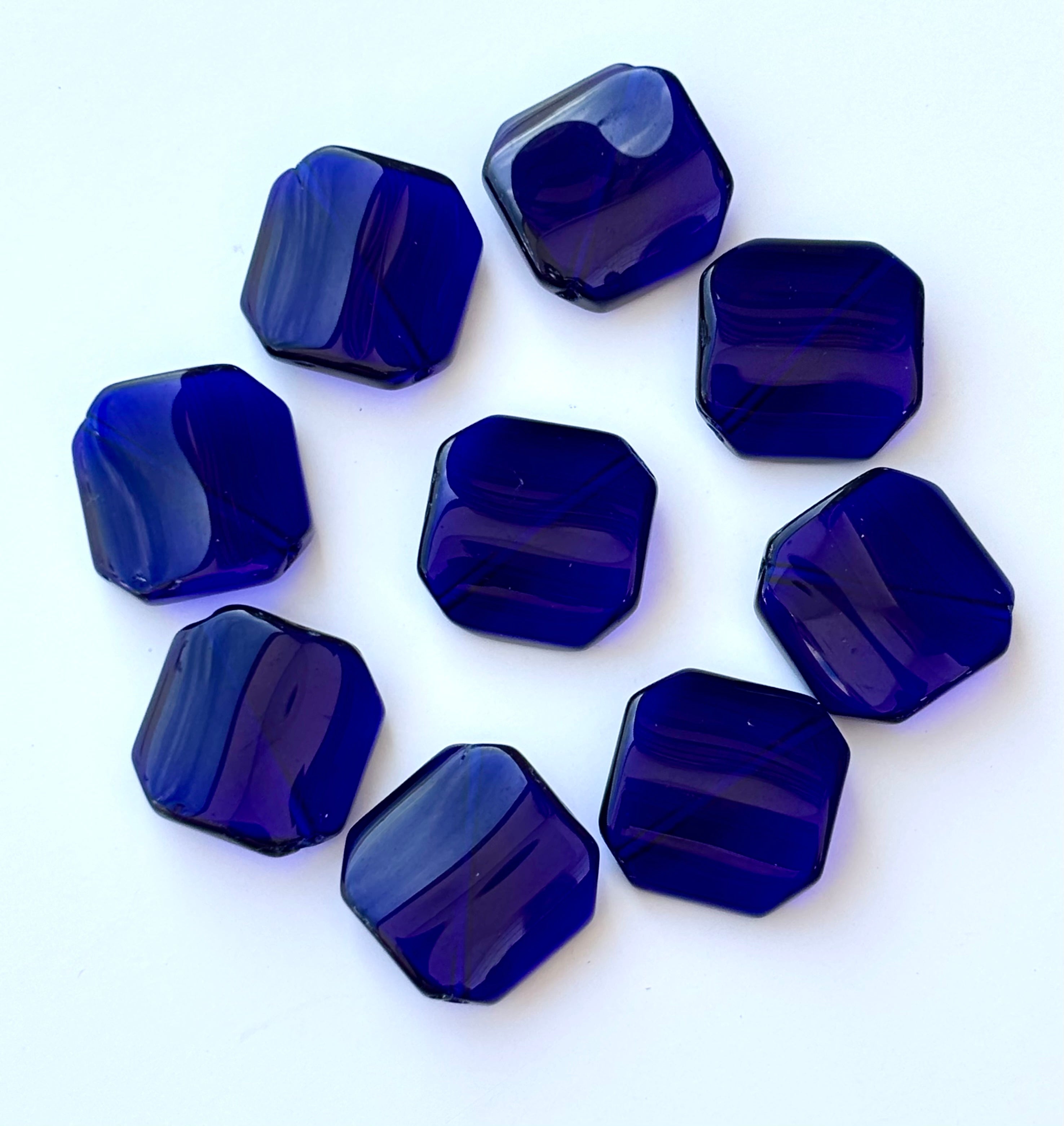 Deep Blue Glass Square Beads for Jewelry Making