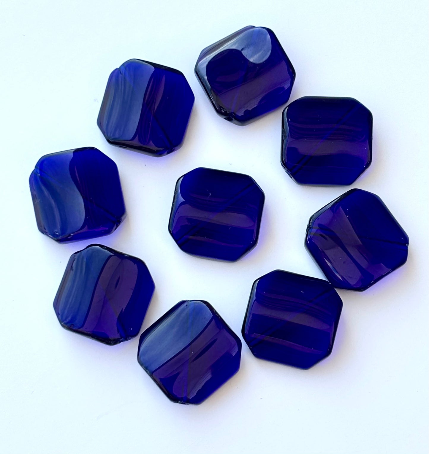 Deep Blue Glass Square Beads for Jewelry Making