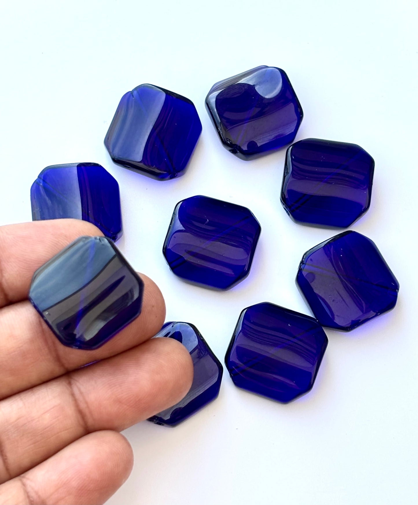 Deep Blue Glass Square Beads for Jewelry Making