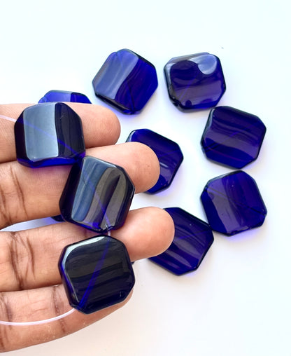 Deep Blue Glass Square Beads for Jewelry Making